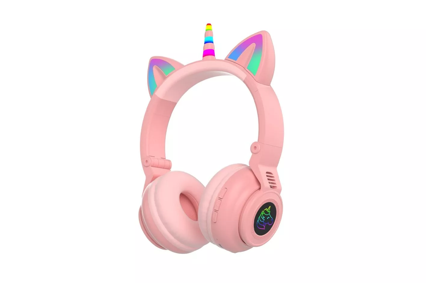 Kinsi STN27 Auriculares Inal&aacute;mbricos Bluetooth RGB Unicornio Rosas