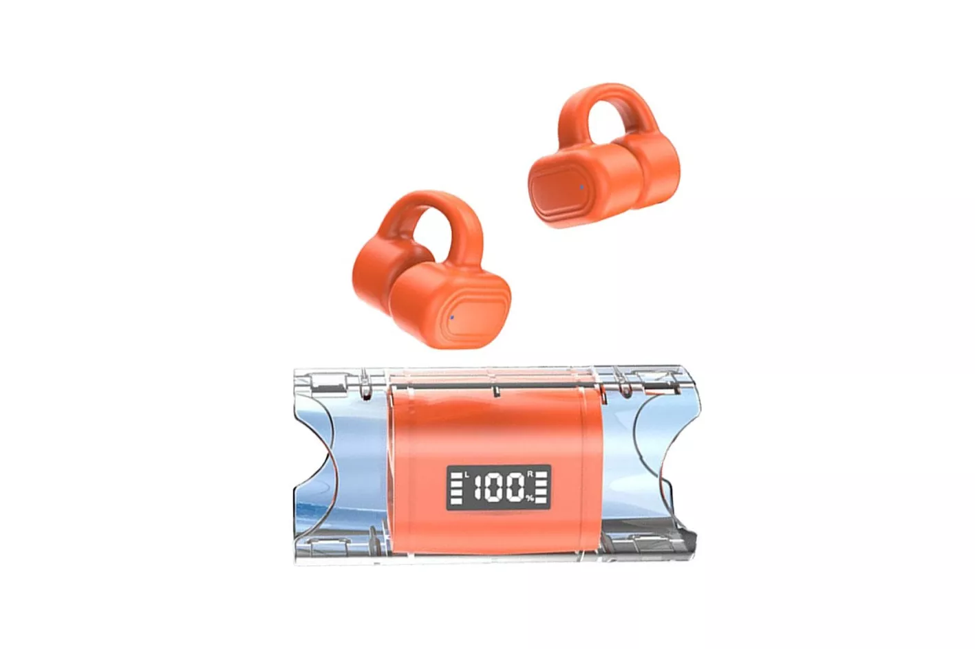 Kinsi T36 Auriculares Inal&aacute;mbricos Bluetooth con Pantalla Digital Naranjas