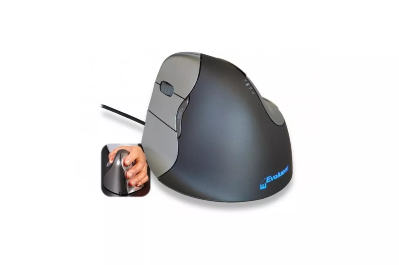 Rat&oacute;n BakkerElkhuizen Evoluent4 Cable 2600 DPI Negro Gris Plata Dise&ntilde;o vertical izquierdo