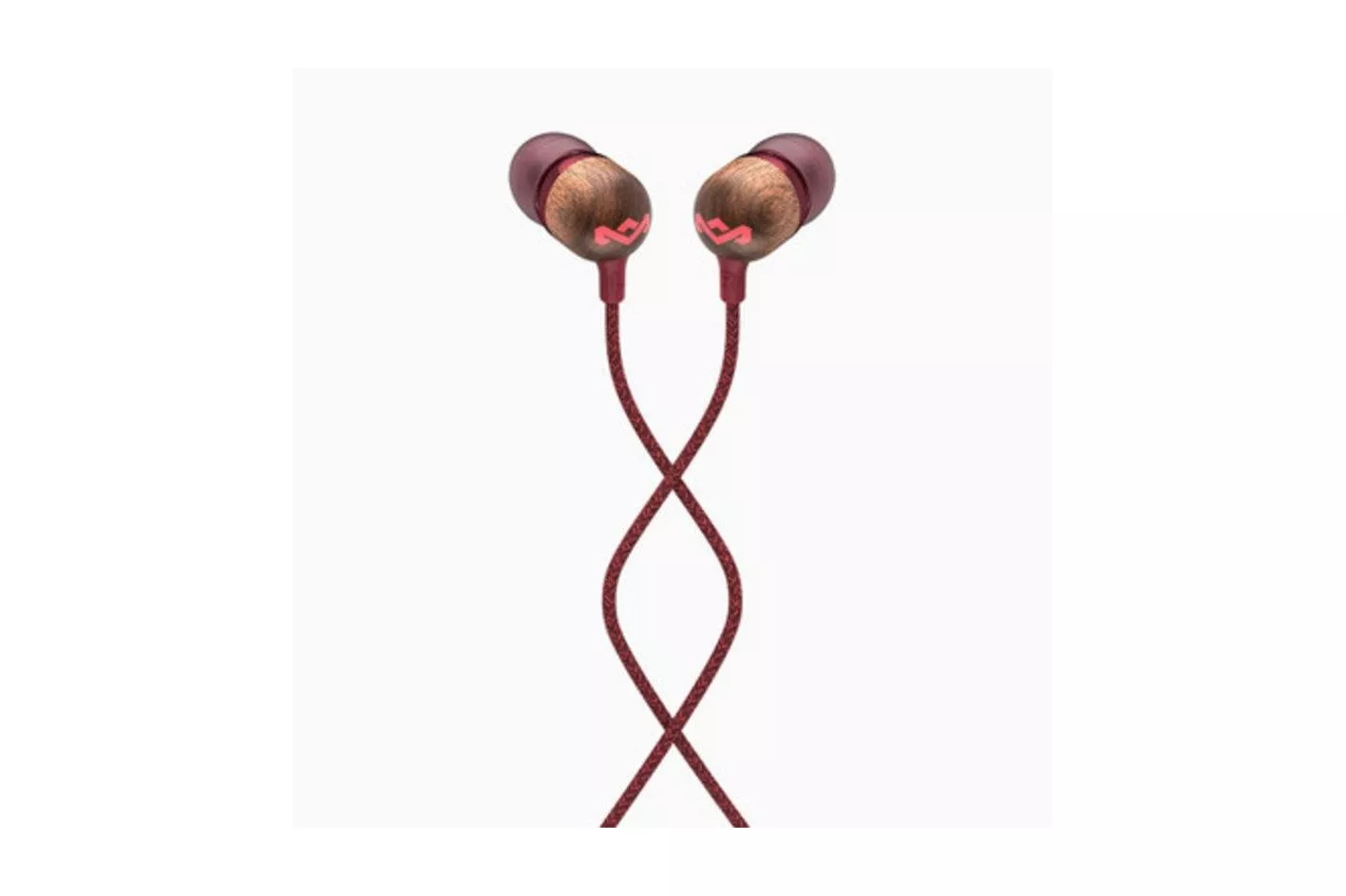 Auriculares The House Of Marley Smile Jamaica con cable, micr&oacute;fono y control digital, rojo y madera