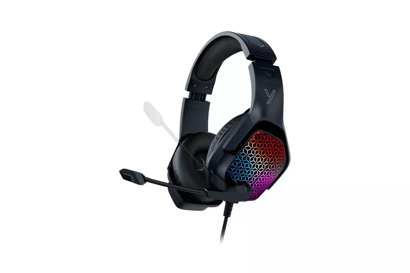 Auriculares Yenkee YHP 3006 Trinity con cable, jack 3,5 mm y USB para m&uacute;sica, diadema circumaural, con retroiluminaci&oacute;n multicolor, color negro
