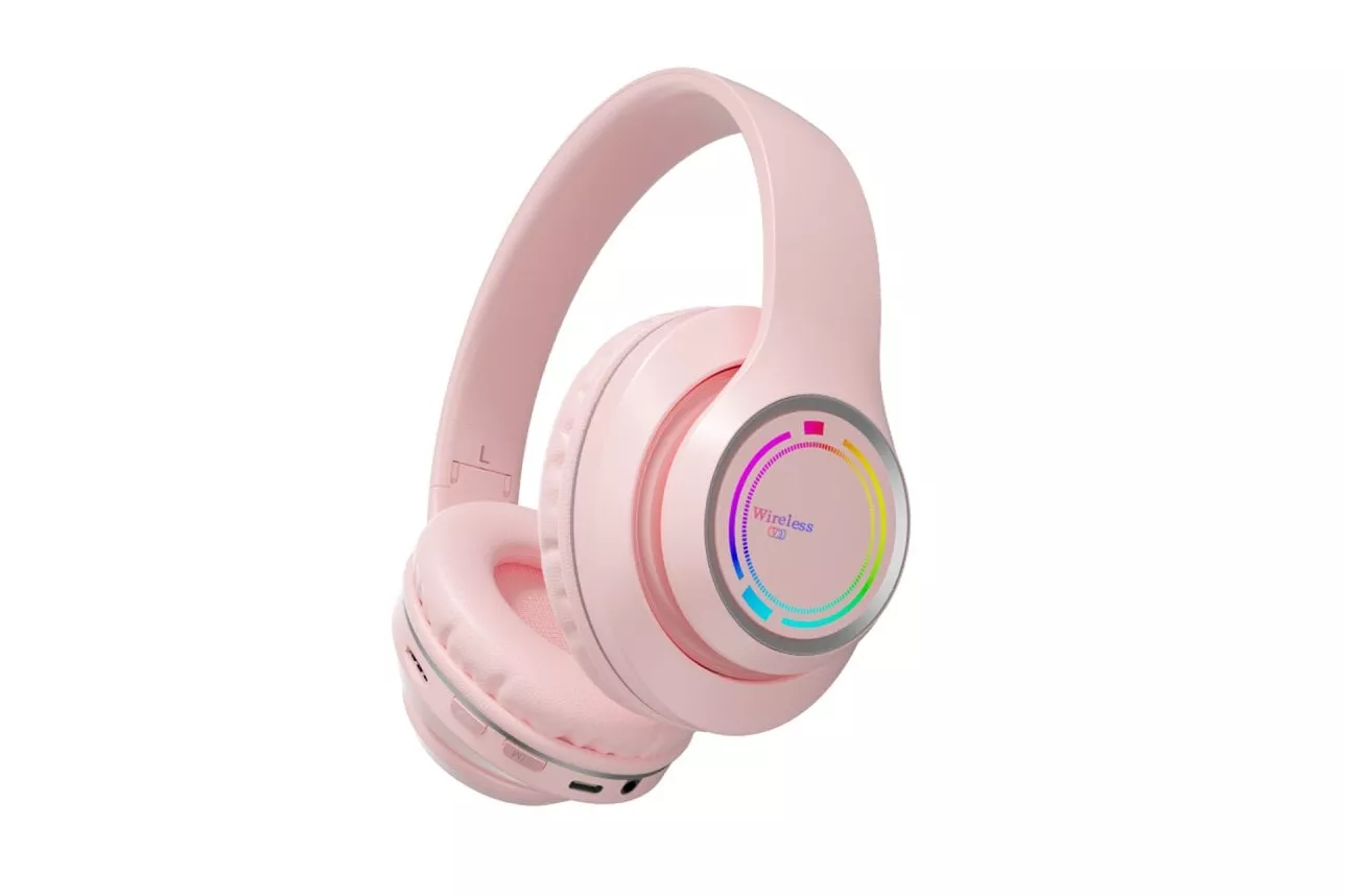 Kinsi V3 Auriculares Inal&aacute;mbricos Bluettoth HiFi RGB Rosa