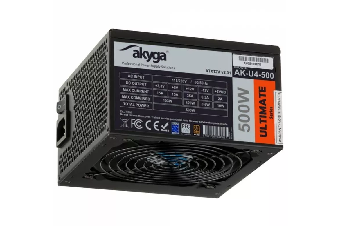 Fuente de Alimentaci&oacute;n Akyga AK-U4-500 500W 80+ Bronze