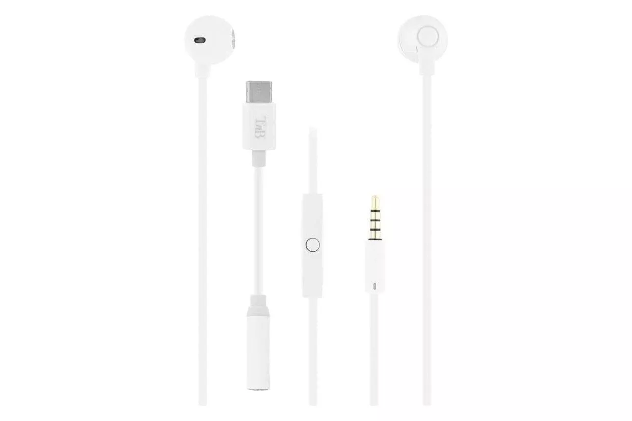 Auriculares T'nB ESSWEETC con cable y adaptador USB-C, blancos