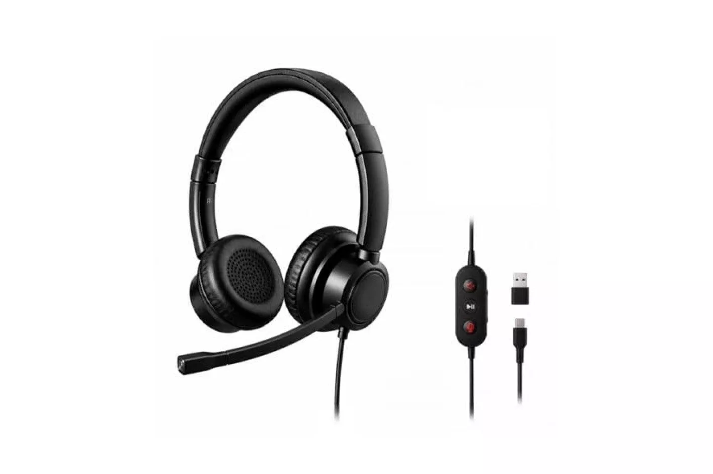 Auriculares TnB ACTIV200S con cable USB-A y USB-C, micr&oacute;fono, negros