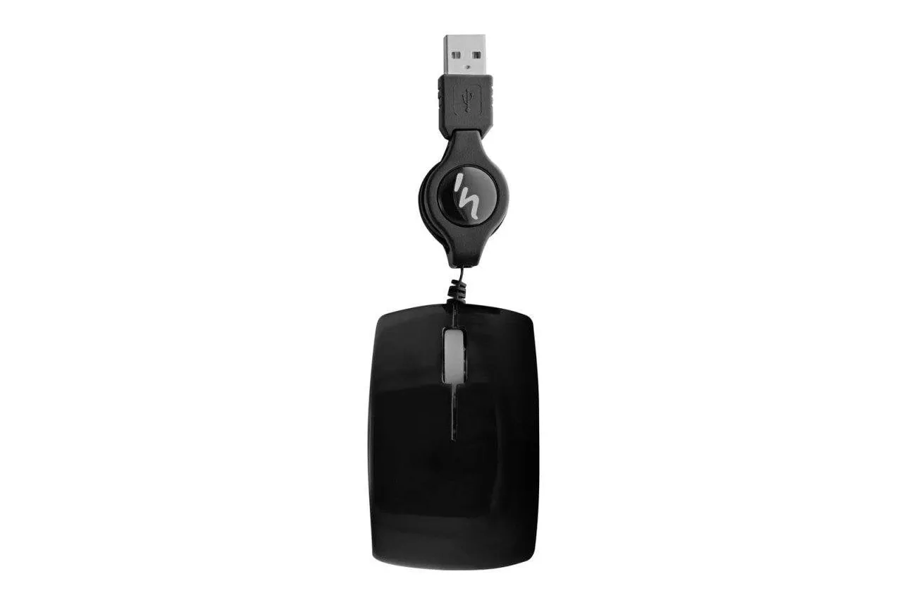 Rat&oacute;n TnB Guppy con cable negro compacto y cable retr&aacute;ctil