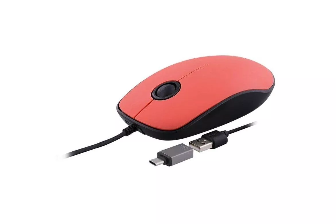 Rat&oacute;n TnB Sunset con cable USB-A y adaptador USB-C 1000 DPI rojo