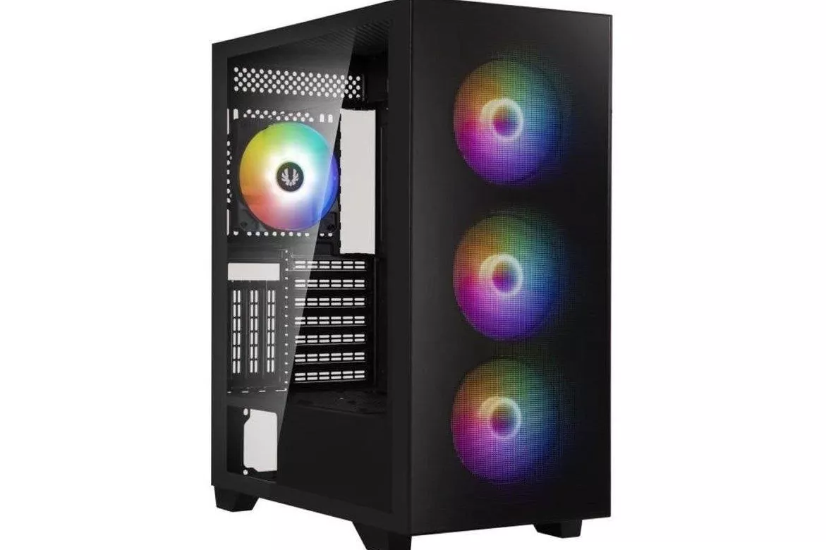 Caja PC BitFenix Flow Black Mid-Tower ATX con Vidrio Templado y 4 Ventiladores ARGB