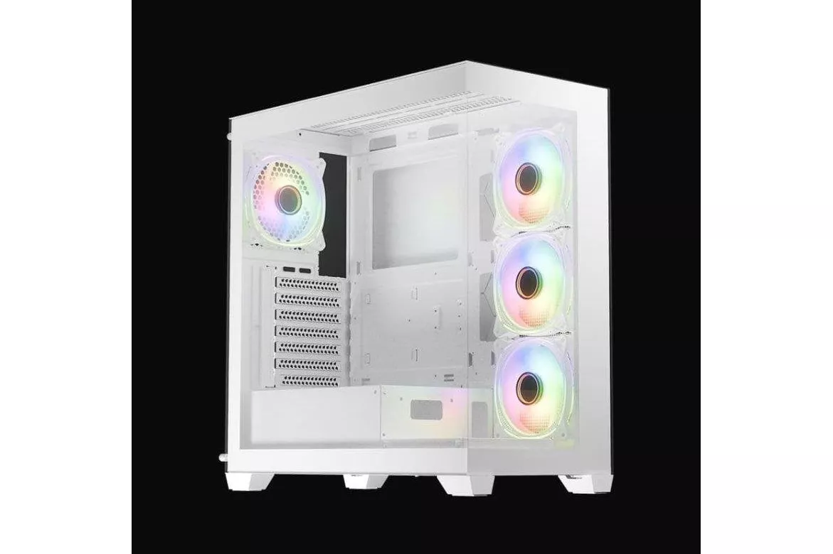 Caja PC LC-Power Gaming 715W Seamless Pale X Midi-Tower Blanca con 4 Ventiladores ARGB