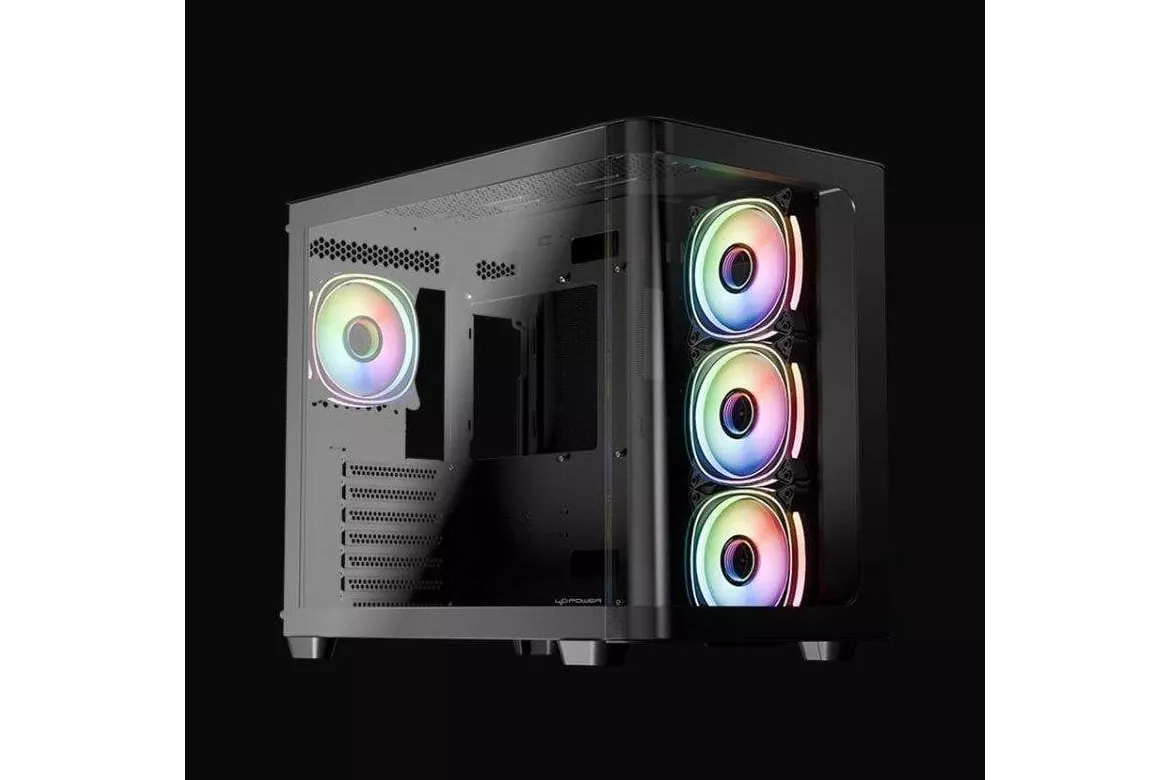 Caja PC LC-Power Gaming 8001B Pro-Storm Dark Dual-Chamber con 4 Ventiladores ARGB