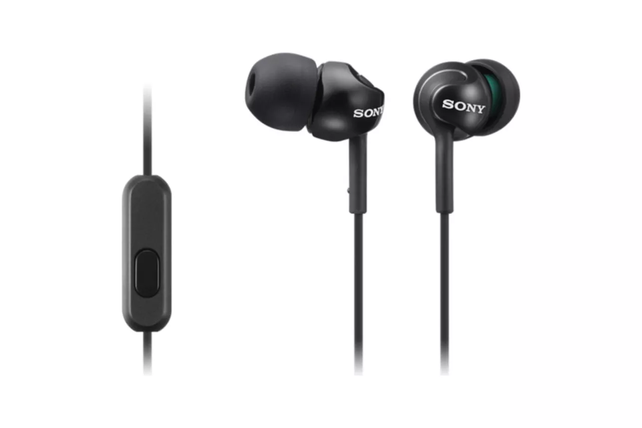 Auriculares Sony MDR-EX110APB con cable Mini Jack 3,5 mm, micr&oacute;fono y mando, negro