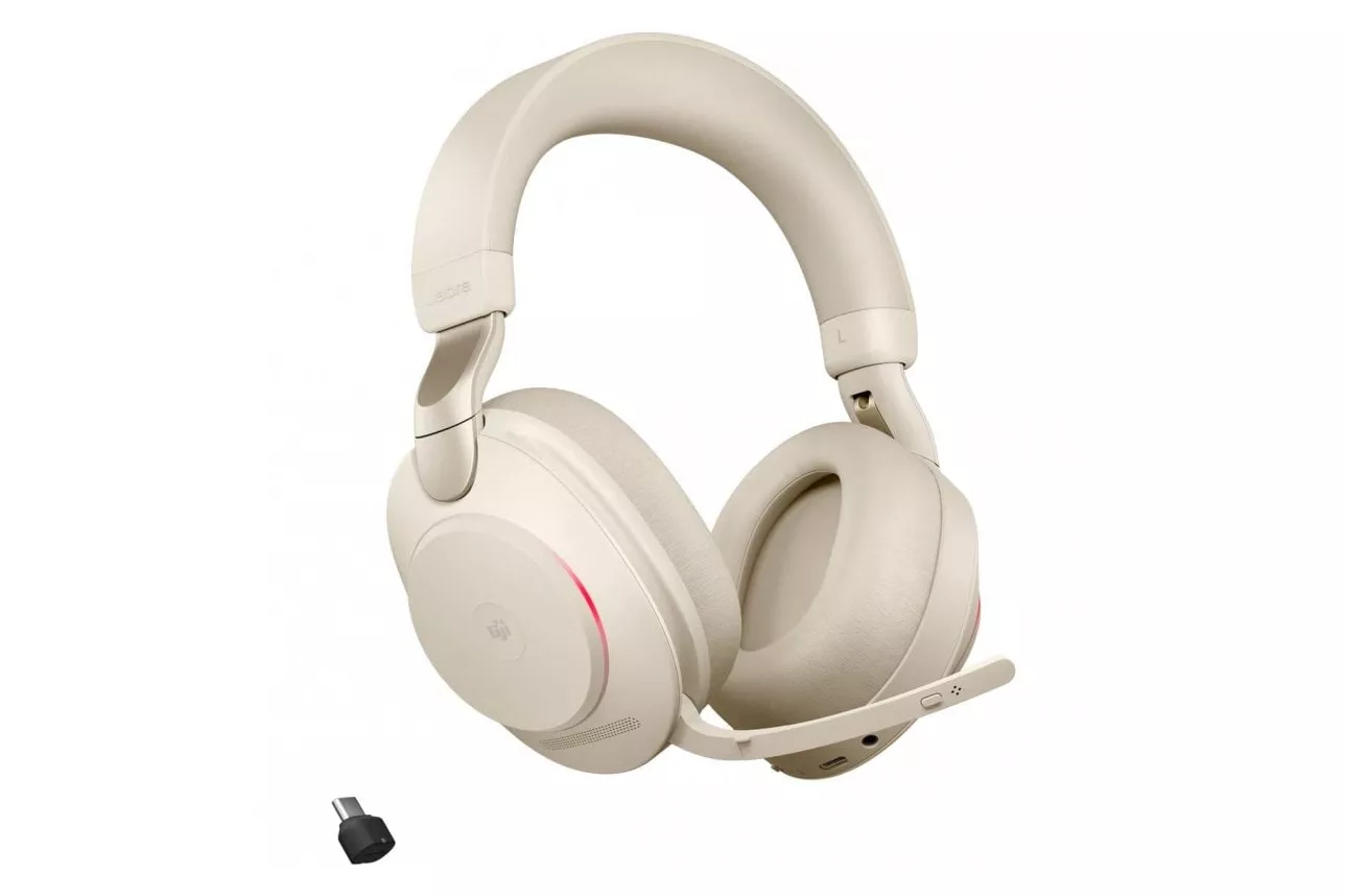 Jabra Evolve2 85 MS Teams Auriculares Bluetooth con Soporte de Carga USB-C Beige