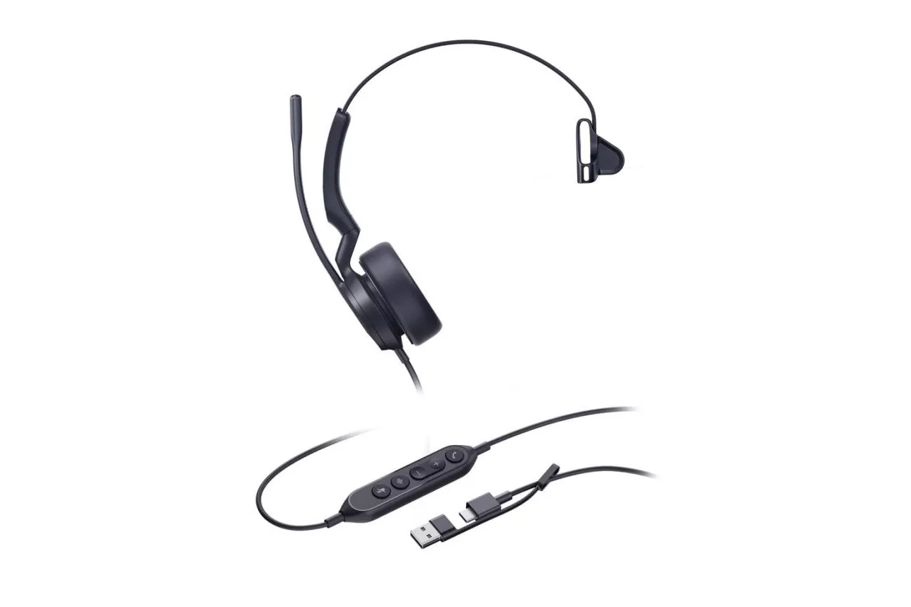 Auriculares Yealink UH44 Mono con cable USB-C/A, micr&oacute;fono antirruido, negros