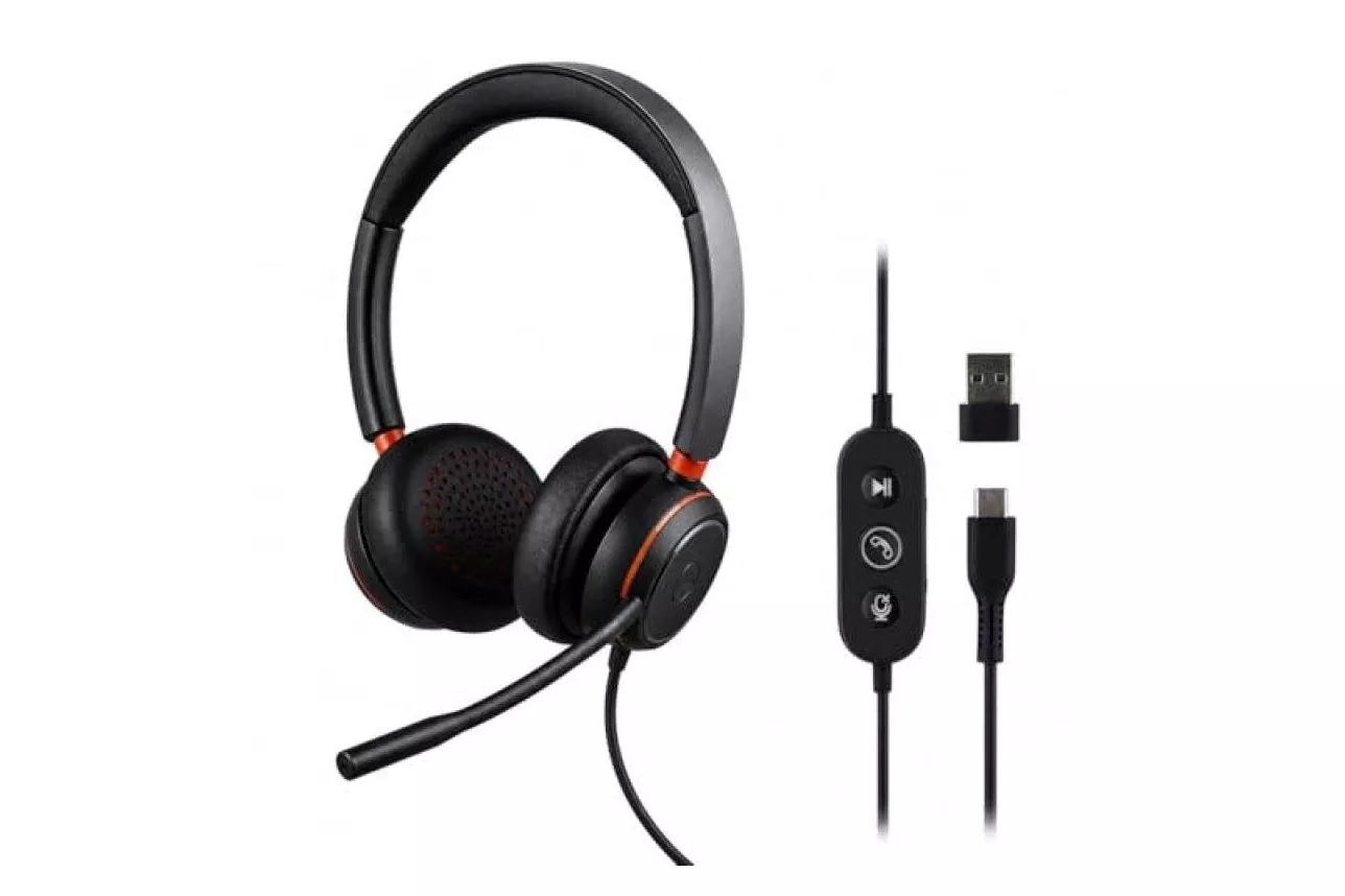 Auriculares TnB ACTIV 400S con cable USB-A y USB-C para Teams, negros