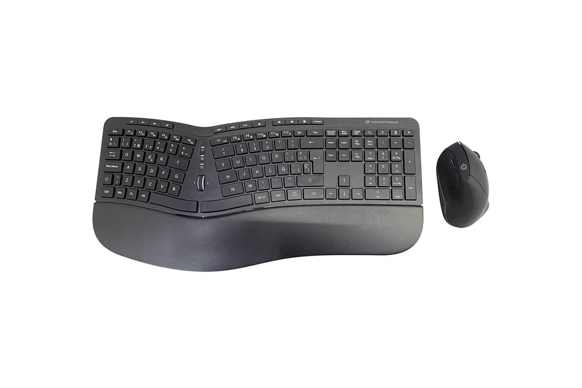 Conceptronic Teclado RF + Rat&oacute;n Vertical Inal&aacute;mbrico Negros