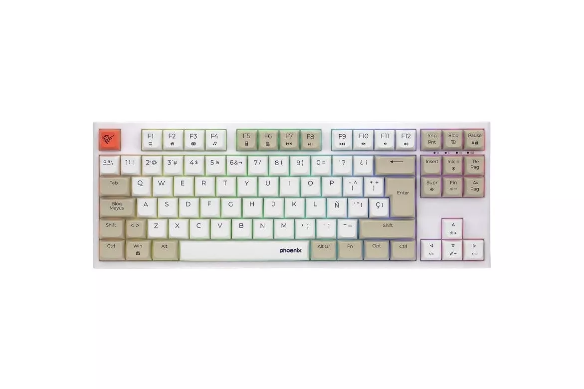 Phoenix Royal Teclado Mec&aacute;nico Gaming RGB Switch Outemu Brown Blanco/Beige