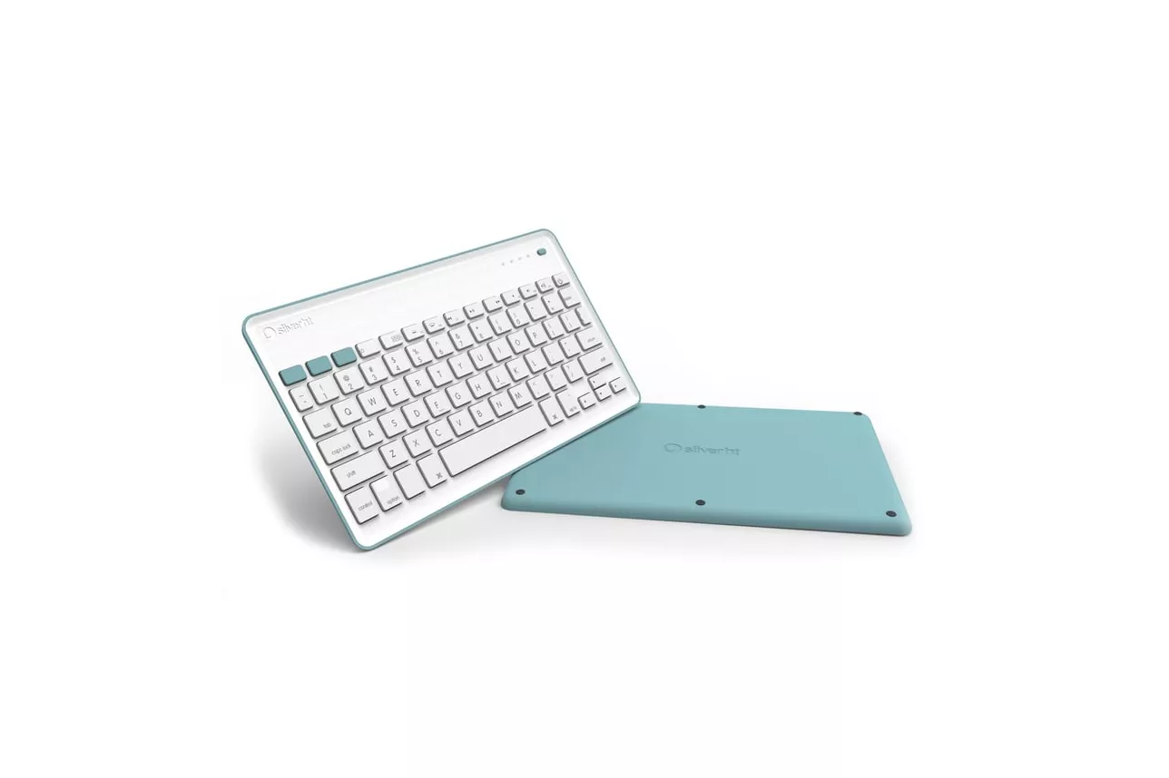 SilverHT Wireless BT Teclado Inal&aacute;mbrico Azul y Blanco para Tablets