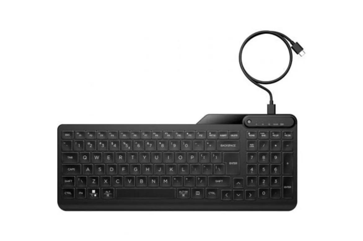 Teclado de membrana HP 405 Layout ES retroiluminado compacto multidispositivo USB-A/USB-C negro
