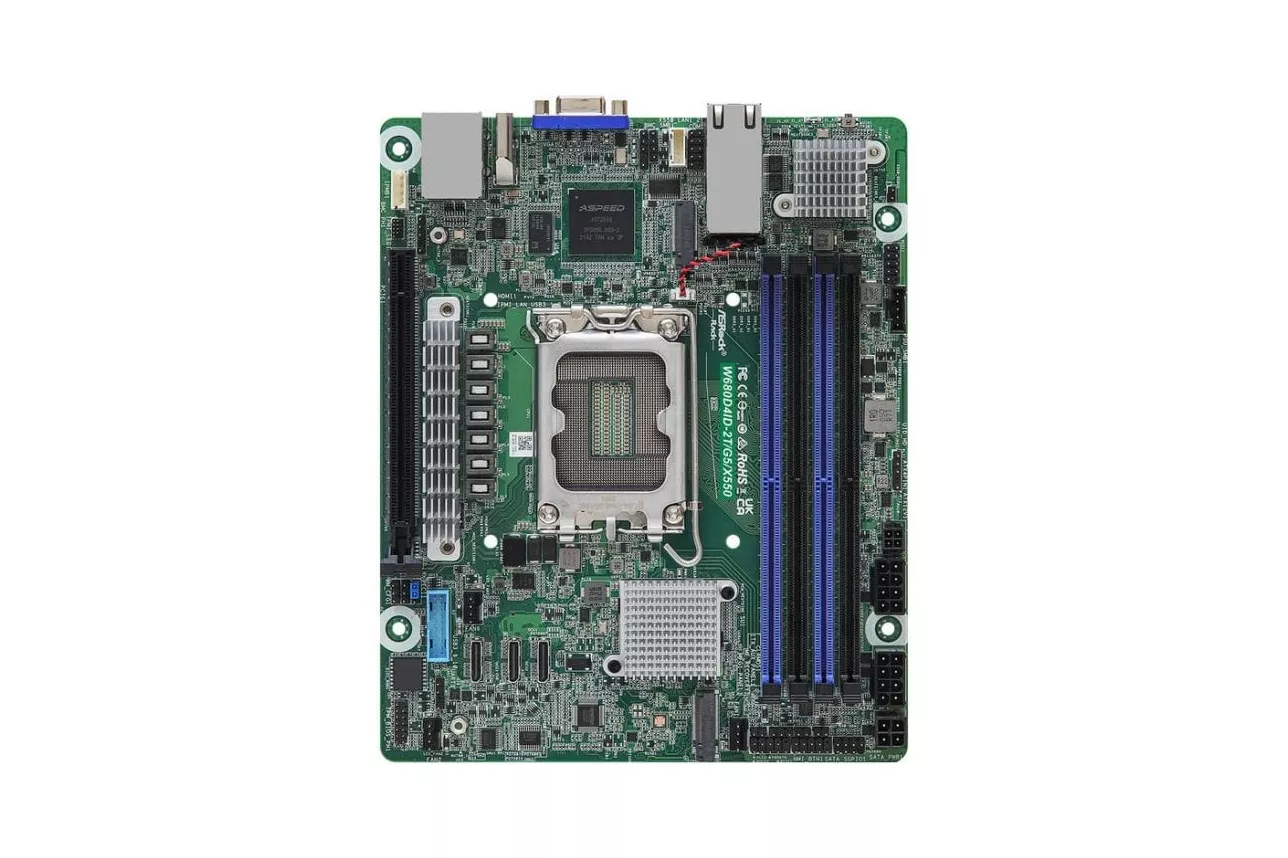 Placa base ASRock Rack W680D4ID-2T/G5/X550 W680 LGA1700 DDR5 Mini-ITX 10GbE