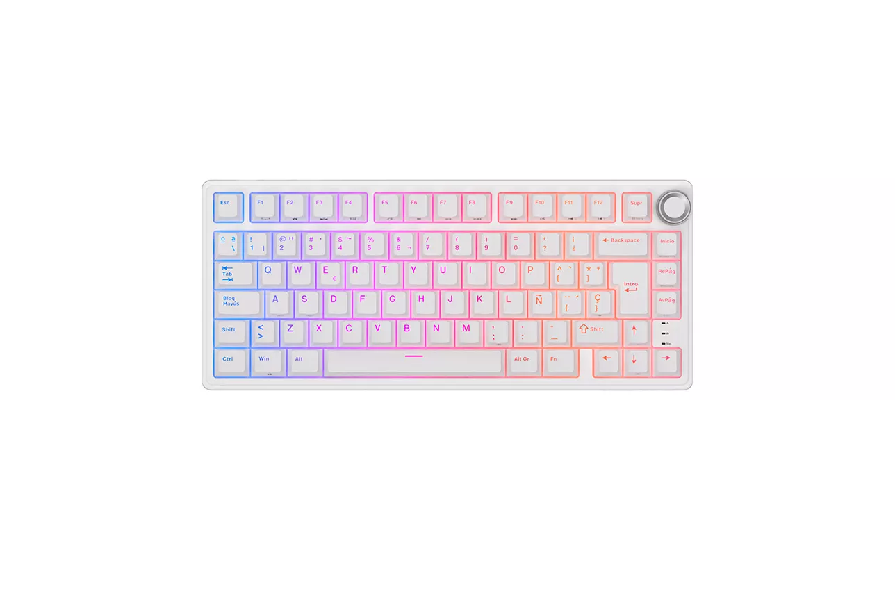 Teclado Gaming Royal Kludge RKR75 ISO-ES Hot-Swappable Switch Brown White Edition -