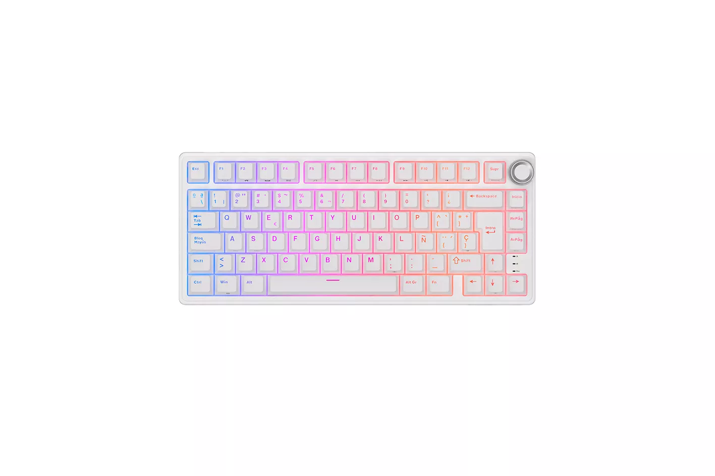 Teclado Gaming Royal Kludge RKR75 ISO-ES Hot-Swappable Switch Silver Speed White Edition -