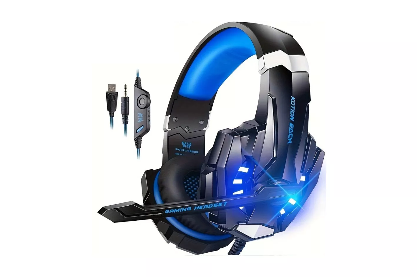 Auriculares Est&eacute;reo Para Juegos Con Micr&oacute;fono, Cancelaci&oacute;n De Ruido E Iluminaci&oacute;n 3.5 Mm + Usb Microfono E Led
