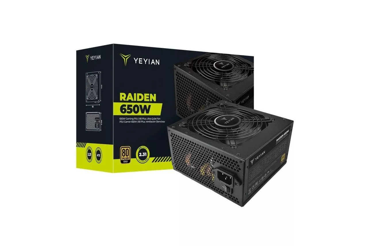 Fuente de Alimentaci&oacute;n Yeyian Raiden 650W Certificaci&oacute;n 80 Plus Gold no modular