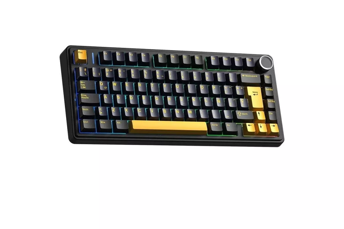 Teclado Mec&aacute;nico Aula F75 Gaming Inal&aacute;mbrico 75% RGB Thunder Black LEOBOG Reaper Gasket