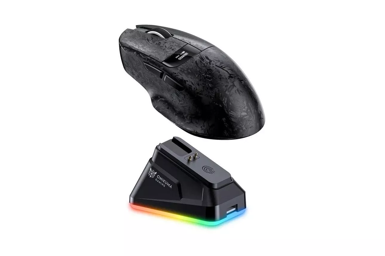 Rat&oacute;n gaming Onikuma DM08 inal&aacute;mbrico 24.000 DPI negro con base RGB