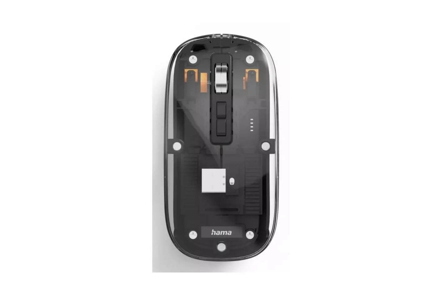 Rat&oacute;n Hama WM-600 inal&aacute;mbrico RF + Bluetooth 1600 DPI transparente silencioso