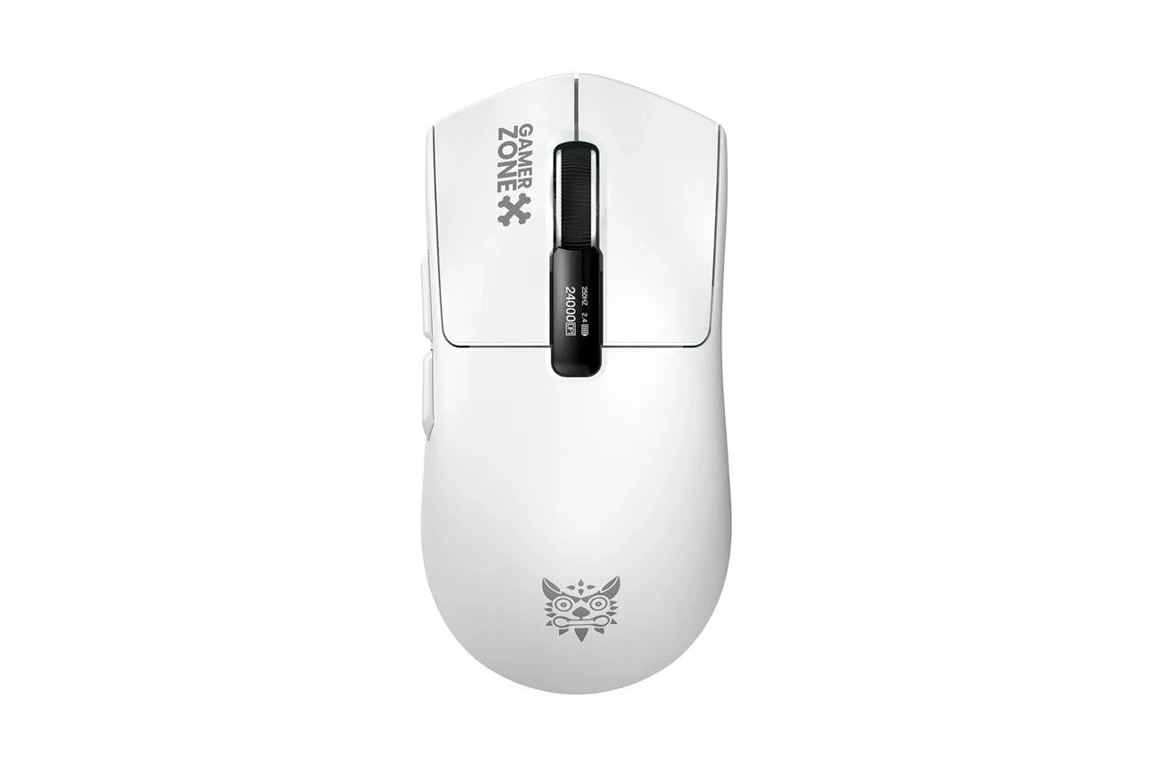 Rat&oacute;n Onikuma DM10 inal&aacute;mbrico 24.000 DPI blanco con pantalla y base RGB