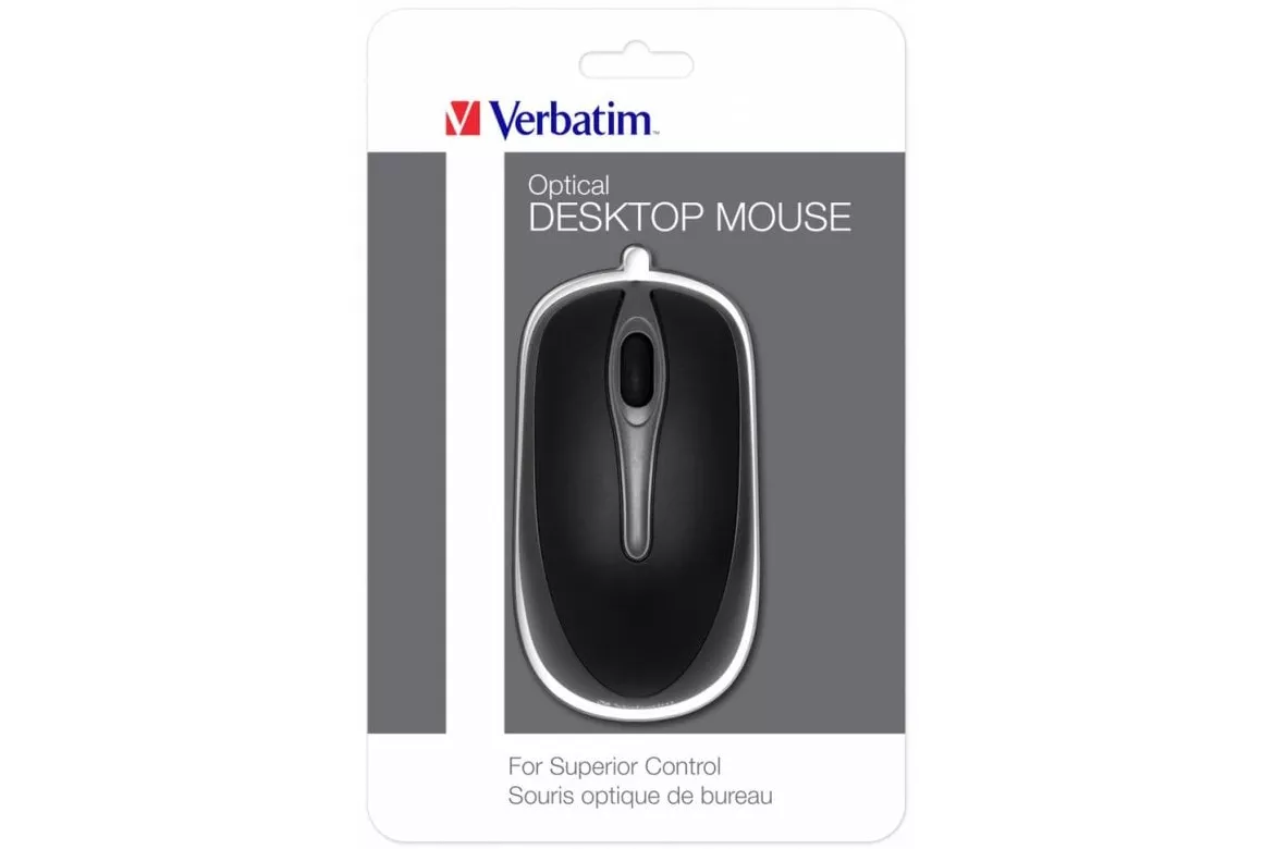Rat&oacute;n Verbatim con cable USB 1000 DPI negro y gris ambidiestro