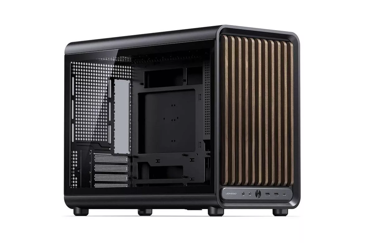 Caja Jonsbo D33 Wood negra micro ATX con cristal templado