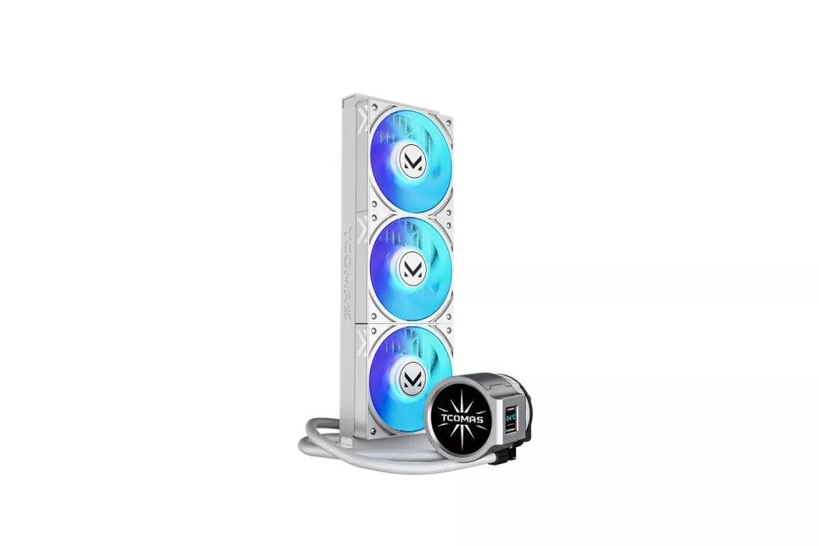 Refrigeraci&oacute;n l&iacute;quida TCOMAS EDGE 360 mm 3 ventiladores ARGB con pantalla, blanco
