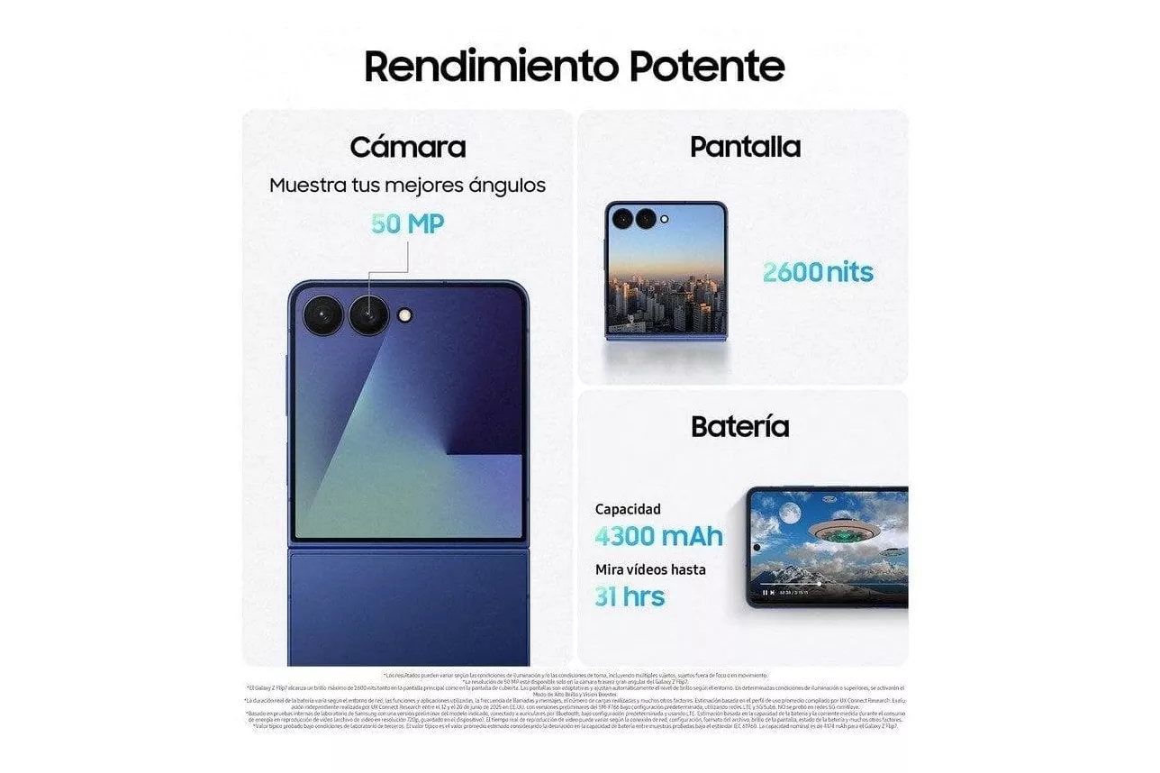 Samsung Galaxy Z Flip7 12GB/256GB Negro Oscuro M&oacute;vil Plegable con Galaxy AI Versi&oacute;n Internacional