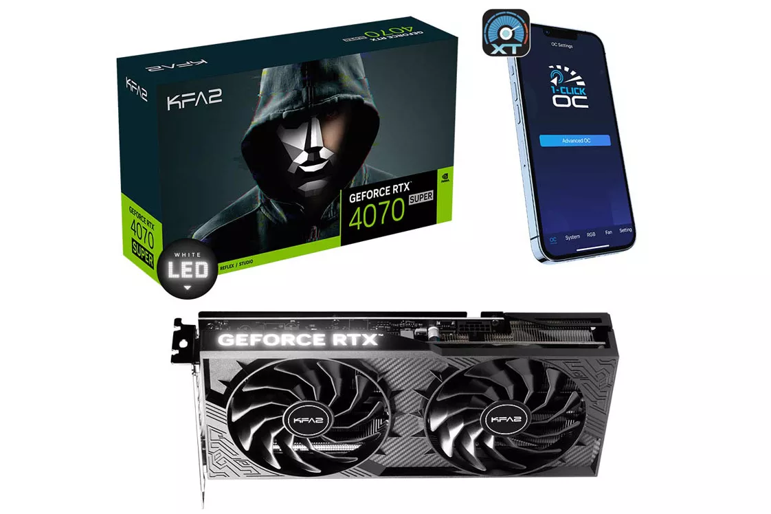 Tarjeta Gráfica KFA2 GeForce RTX 4070 SUPER 1-Click OC 2X V2 12GB GDDR6X DLSS3