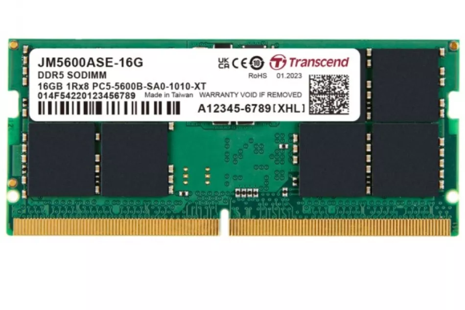 SODIMM 16GB 5600Mhz DDR5 TRANSCEND 1.1V CL40 1Rx8 JM5600ASE-16G