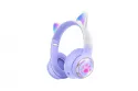 Kinsi AKZ 62 Auriculares Inalámbricos Orejas de Gato RGB Morados