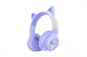 Kinsi AKZ-02 Auriculares Inalámbricos Orejas de Gato RGB Morados