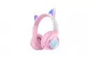 Kinsi AKZ-62 Auriculares Inalámbricos Orejas de Gato RGB Rosa