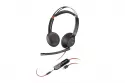 Poly Blackwire 5220 Auriculares Estéreo USB-C Negros + Conector de 3.5mm + Adaptador USB-C a USB-A