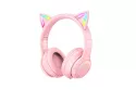 Auriculares ONIKUMA B90 inalámbricos Bluetooth 5.0 gaming con micrófono y luces RGB rosa