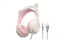 Kinsi SY-G35 Auriculares Gaming RGB con Orejas Rosa
