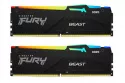 Kingston Kit 64GB (2 x 32GB) DDR5 5200MHz FURY Beast RGB Negro 2R CL40