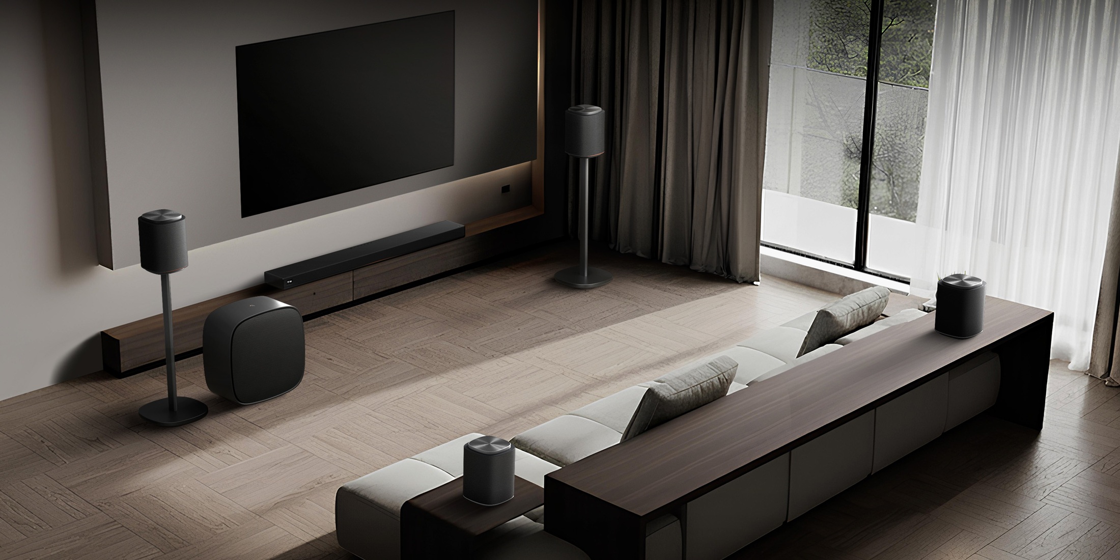 LG y Dolby presentan FlexConnect, un sistema de sonido modular con barra H7 y Dolby Atmos que se adapta a la colocación real del salón