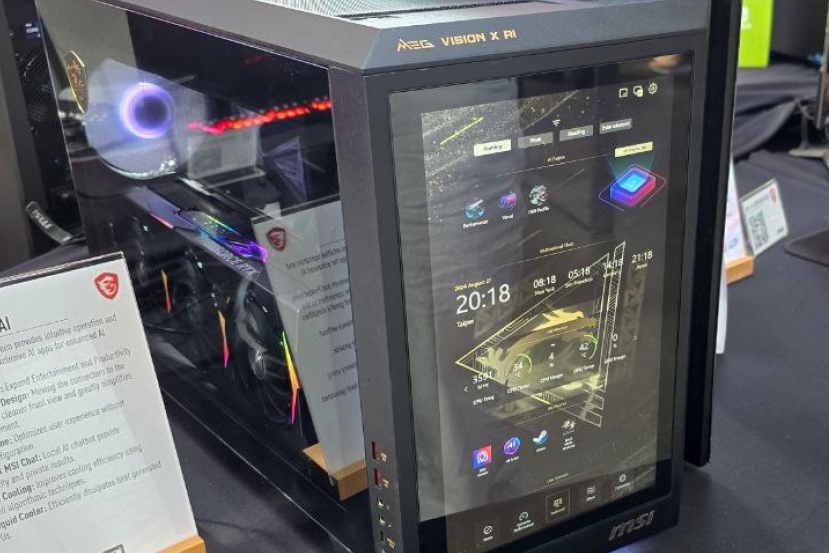 MSI MEG VIsion X AI: Un sobremesa gaming con un enorme pantalla táctil  de 13,3&quot; integrada en su frontal