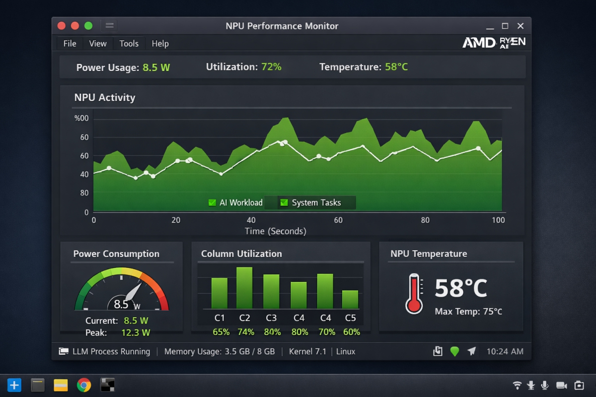 Linux 7.1 añadirá métricas de consumo para las NPU Ryzen AI de AMD