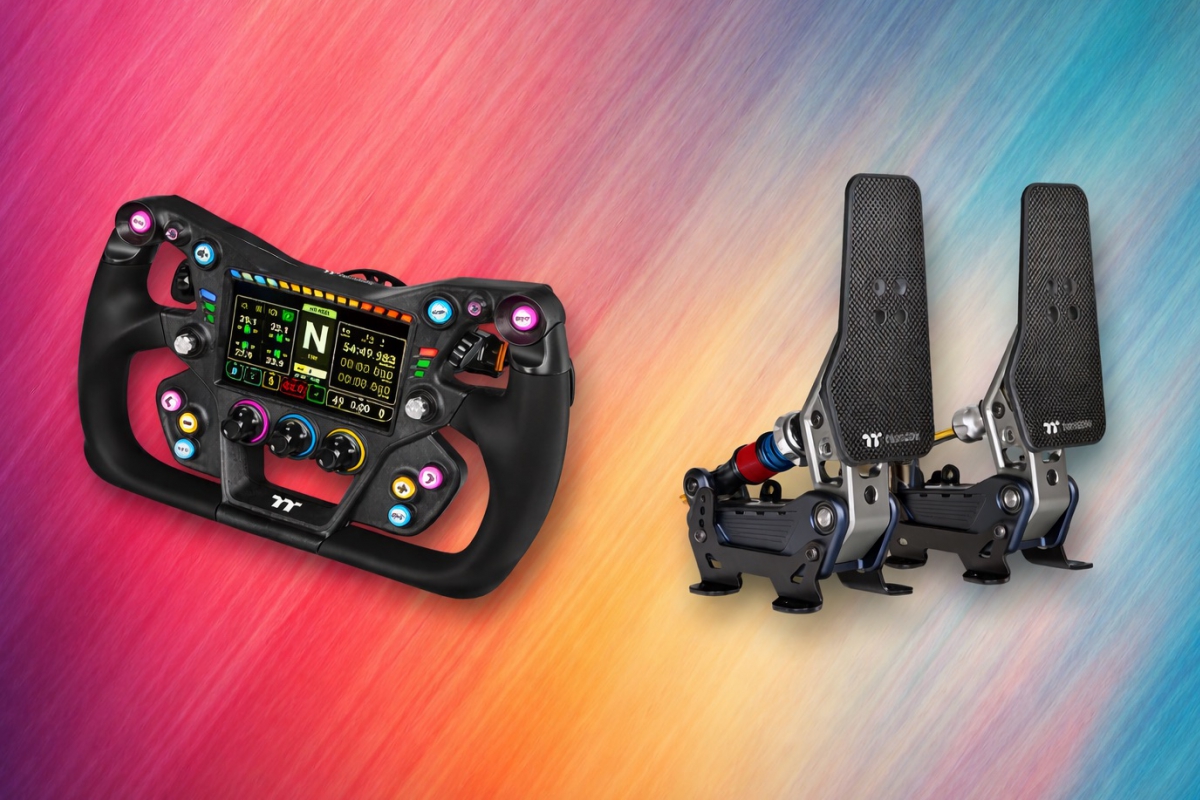 Thermaltake se mete de lleno en el sim racing serio con un nuevo volante GT y unos pedales loadcell pensados para competir