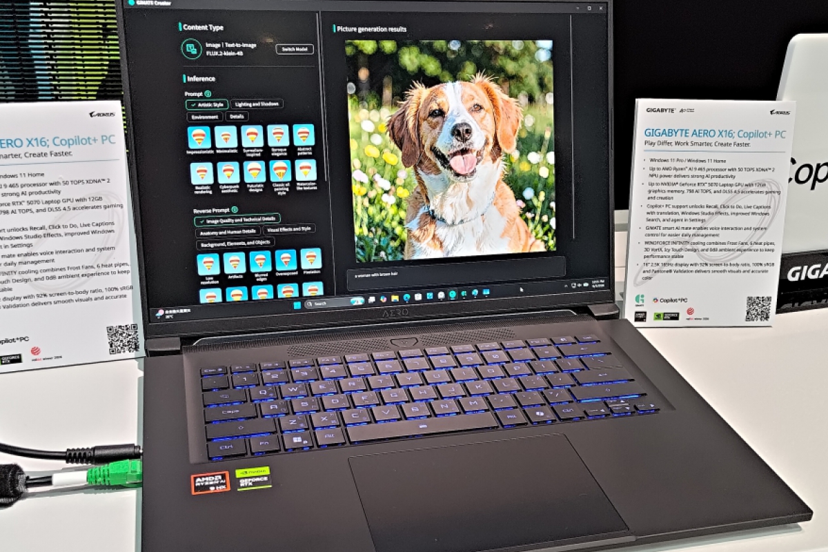 El nuevo GIGABYTE AERO X16 lleva un Ryzen AI 9 365, RTX 5070 y formato Copilot+ PC
