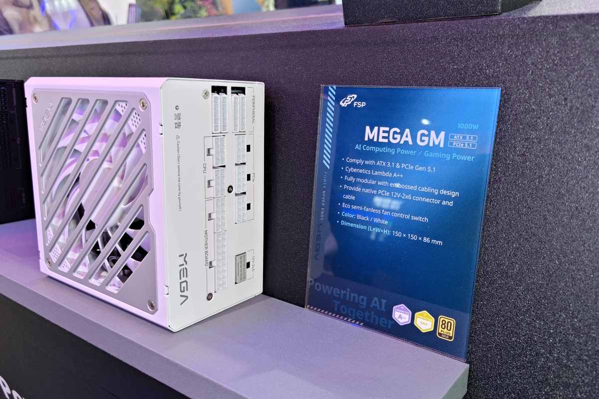 La FSP MEGA GM combina 1000 W, Cybenetics Lambda A++ y ATX 3.1 en un formato más corto de 150 mm